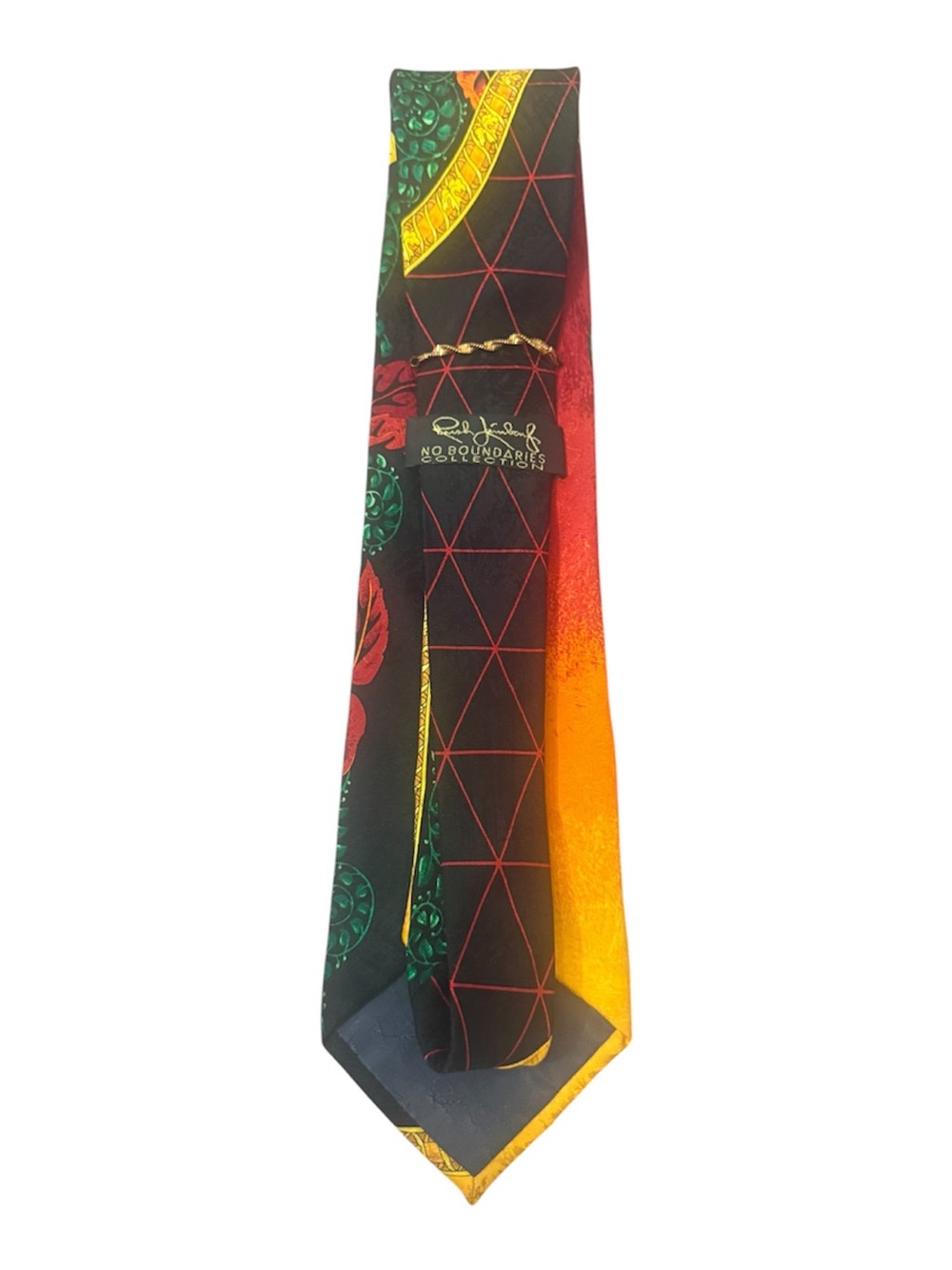 VTG Rush Limbaugh No Boundaries Black, Orange & Green Geometric Floral Men's Tie